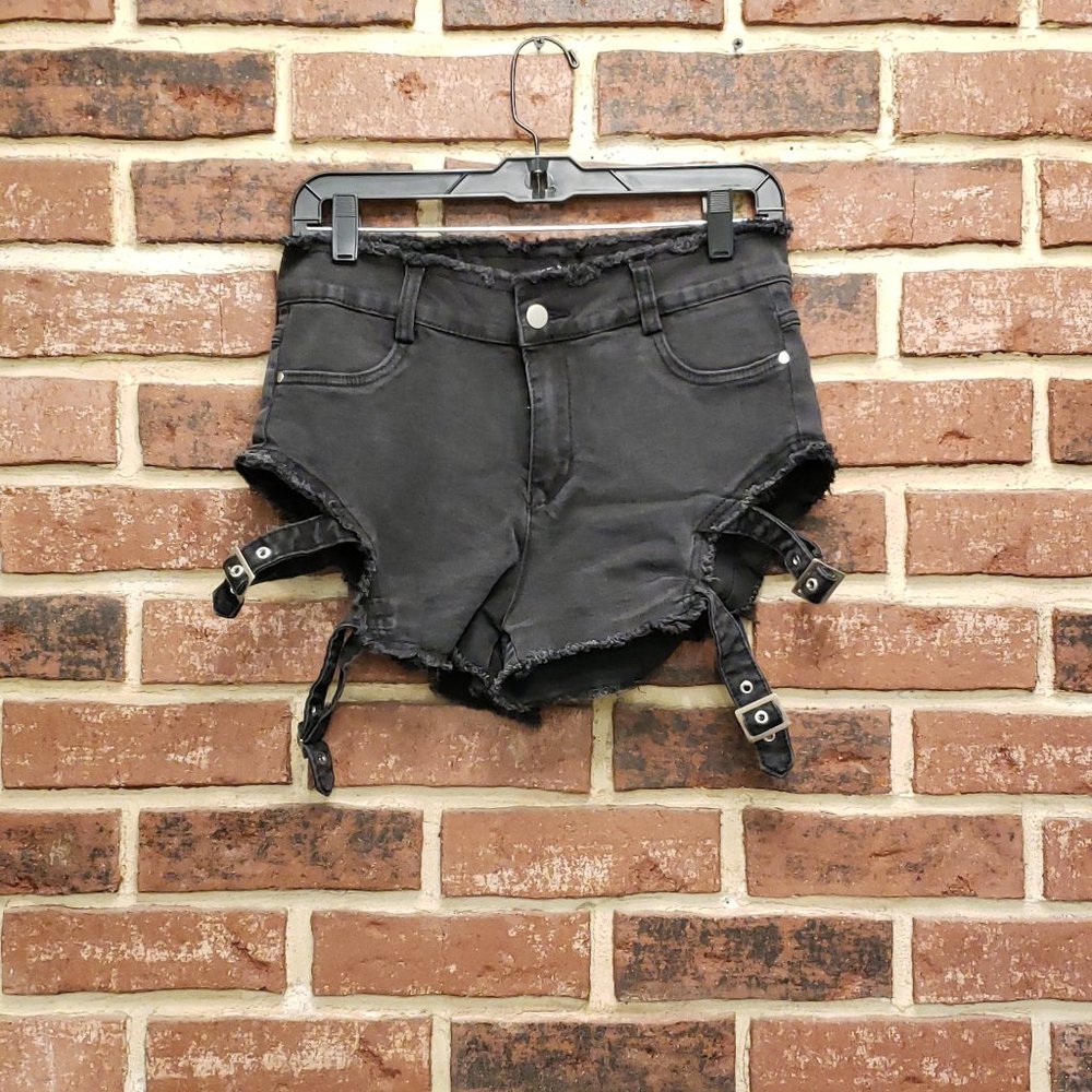 Buckled Strapped High Waisted Shorts